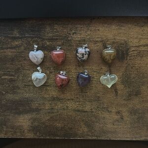 Heart-Shaped Stone Necklaces - Assorted Colors